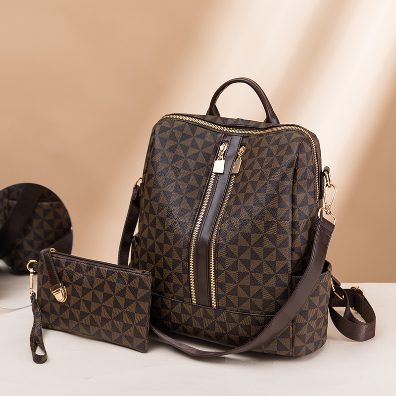 Fashion Printed Backpack Women's New 2023 Korean-style Large Capacity Retro Anti-theft Backpack Multi-use Casual Travel Bag