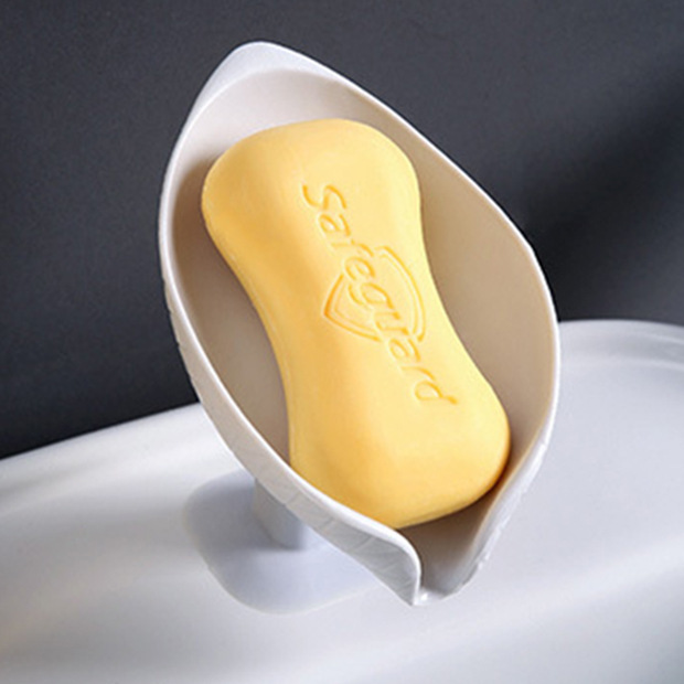 New leaf-shaped suction cup draining soap box soap box storage rack punch-free wall-mounted bathroom soap holder
