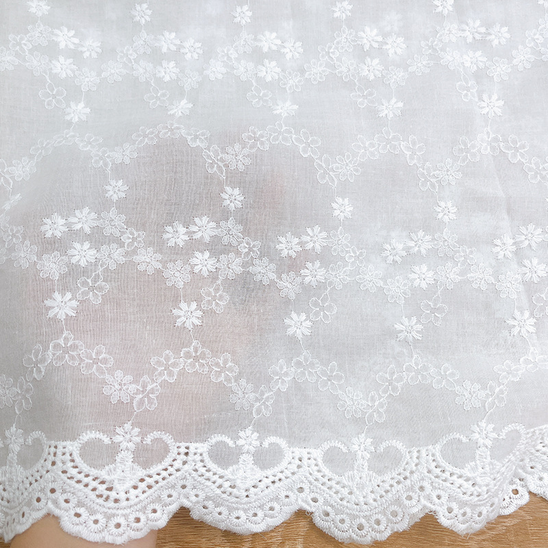 Cotton Jacquard Embroidered Fabric Lolita Skirt Cotton Children's Pajamas Lace Embroidered Cloth Clothing Lace Fabric