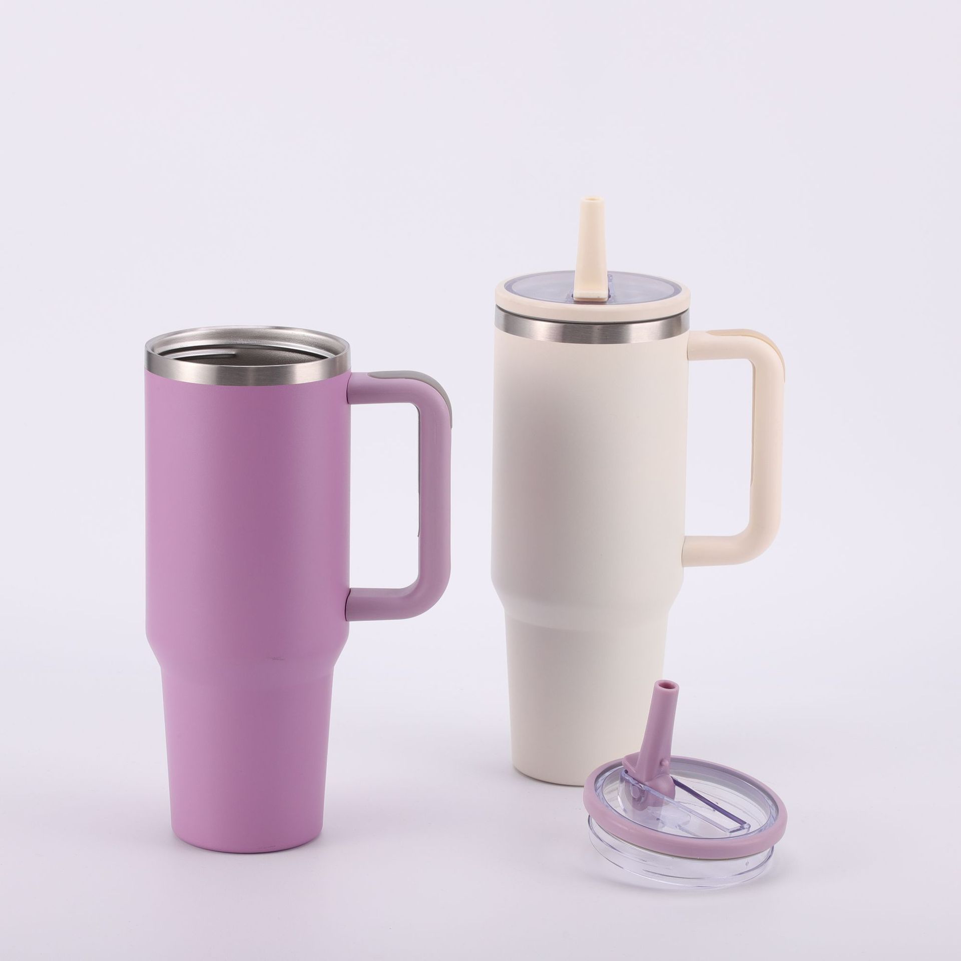 Cross-border 40oz car cup stainless steel large capacity folding straw thermos cup outdoor car with handle water cup