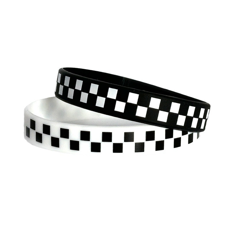 Cross-border Classic Black and White Plaid Bracelet Grid Bracelet Race Flag Bracelet Racing Sports Bracelet