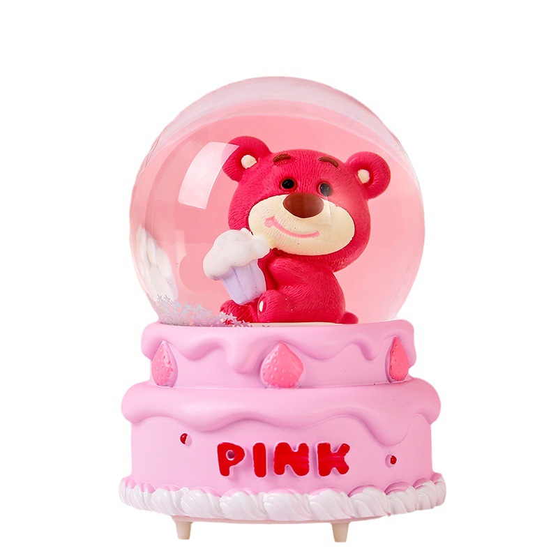 Creative strawberry bear crystal ball decoration luminous cake bear glass ball girl heart decoration children gift gift