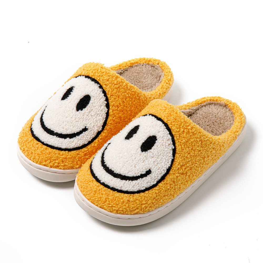Cross-border popular smiley face cotton slippers men and women couple cotton slippers home indoor cute thick bottom cartoon non-slip slippers