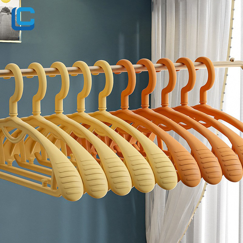 LC Wide Shoulder Thick Non-slip Hanger Anti-lifting Drying Rack Adult Multifunctional Plastic Hanger Macaron Clothes Rack