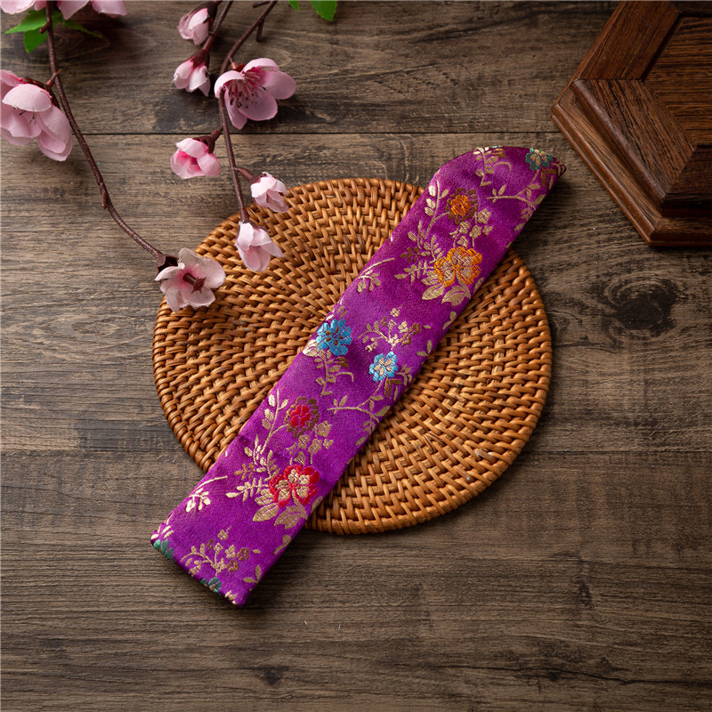 Exquisite double-layer aquatic flower women's fan set silk cloth fan bag gift satin fan bag fan accessories