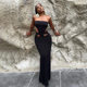 European and American Style Foreign Trade Explosions Design Sense Dress 2023 New Women's Wear Strapless Hollow Split Dress
