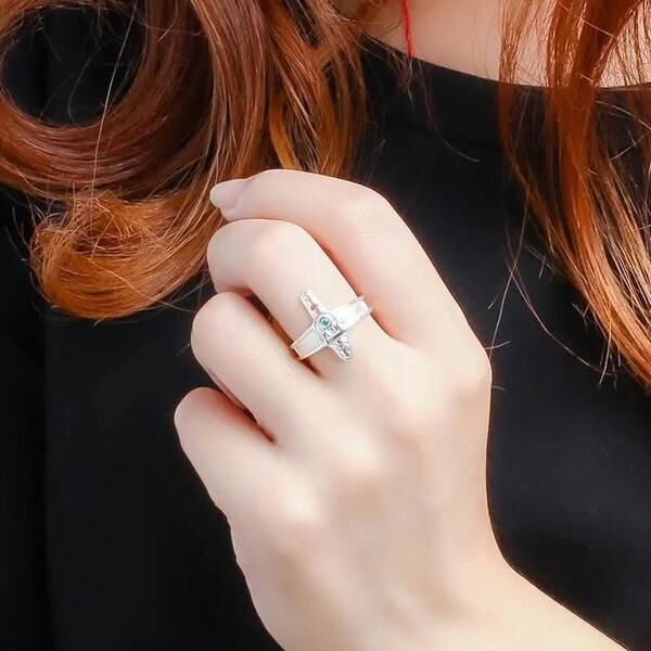ファッションレトロ模様クロスリングカップルリングファッションレトロ金属リングアクセサリーパーティーギフト|undefined