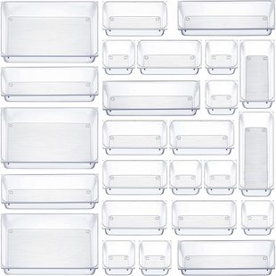 Cross-border in stock drawer built-in storage box desktop transparent stationery sundries finishing household cosmetics partition box