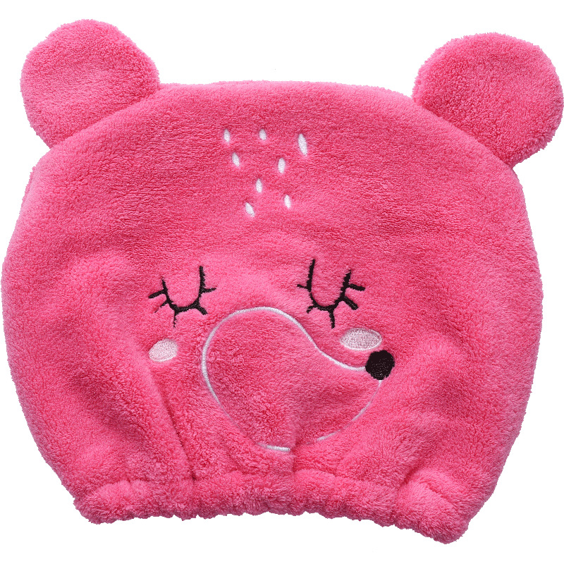 Cartoon dry hair hat girl absorbent quick drying artifact baby bath hat coral fleece thickened wipe head dry hair towel wholesale