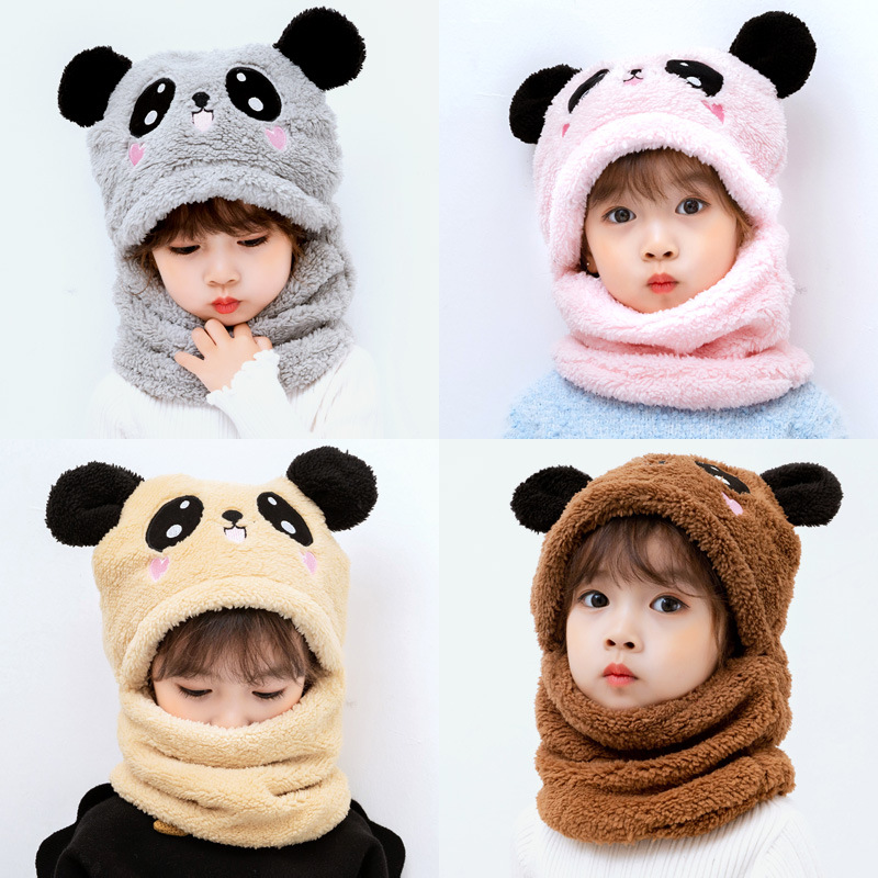 Children's hat autumn and winter boys and girls ear protection cap scarf one-piece cute super cute baby ear cotton cap warm windproof