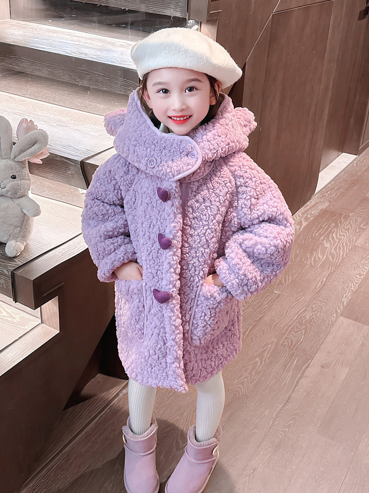 Women's Sheep Wool Coat  New Children's Top Stylish Wool Overcoat Thick Winter Wool Sweater