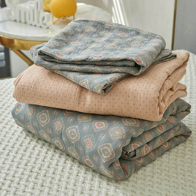 Class A cotton double-layer gauze four-piece set cotton yarn skin-friendly nude sleeping bed sheet quilt cover ins Nordic-style jacquard four seasons