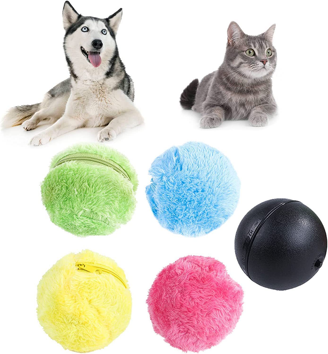 Pet Dog Cat Plush Rolling Toy Plush Ball Roller Ball Smart Dust Removal Toy Rolling Ball