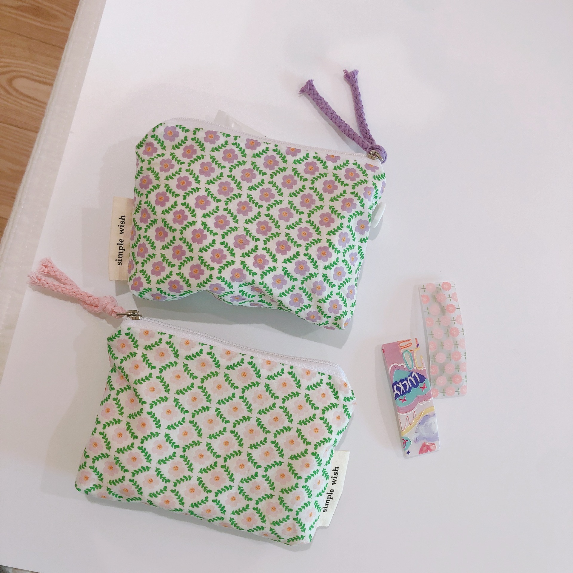 [Suxi cloth bag] fresh floral cotton coin purse at any time Mini Storage small cloth bag moon bag earphone bag