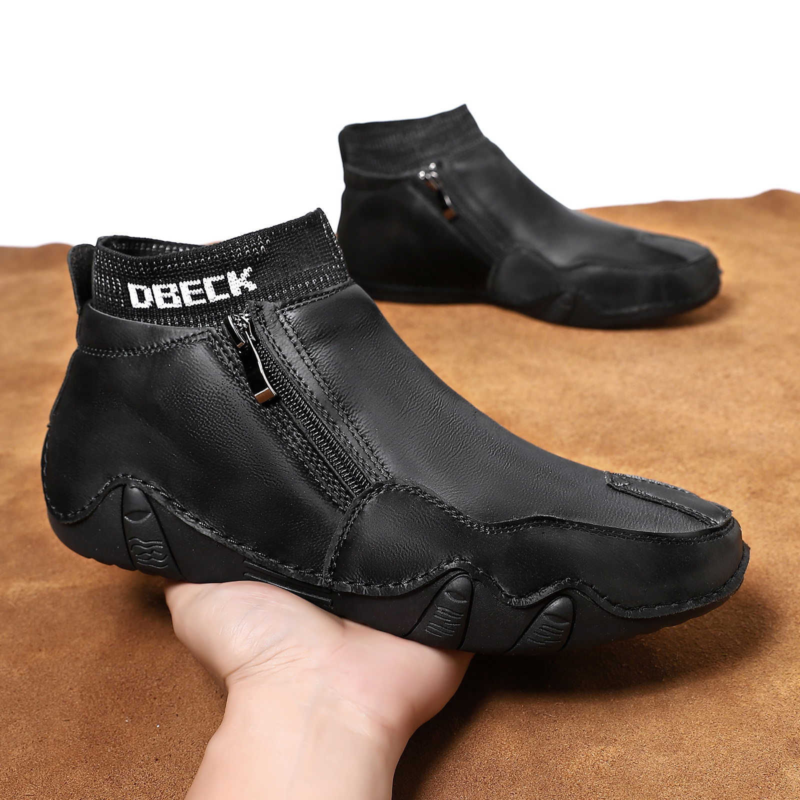 Cross-border hot fleece-lined Martin boots men's plus size men's shoes high-top wear-resistant men's boots outdoor casual shoes warm cotton shoes