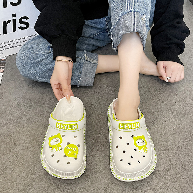 Slippers Women's Outwear Summer Korean Style Cute ins Fairy Style Nurse Half Slippers with Toe Covered Thick Sole Beach Hole Shoes