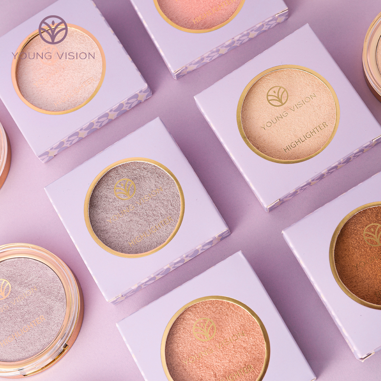 YOUNG VISION high-gloss powder cake brightens skin tone, glitter nose shadow modification three-dimensional high-gloss baking powder pan
