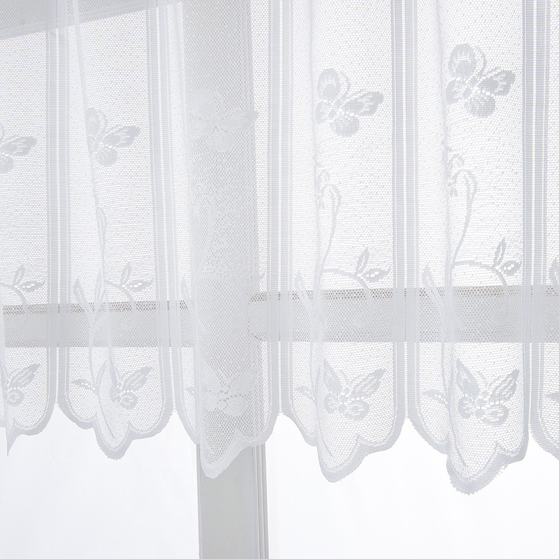 Factory direct foreign trade cross-border gauze curtain fine woven gauze curtain white wear Rod short curtain kitchen curtain Japanese short curtain