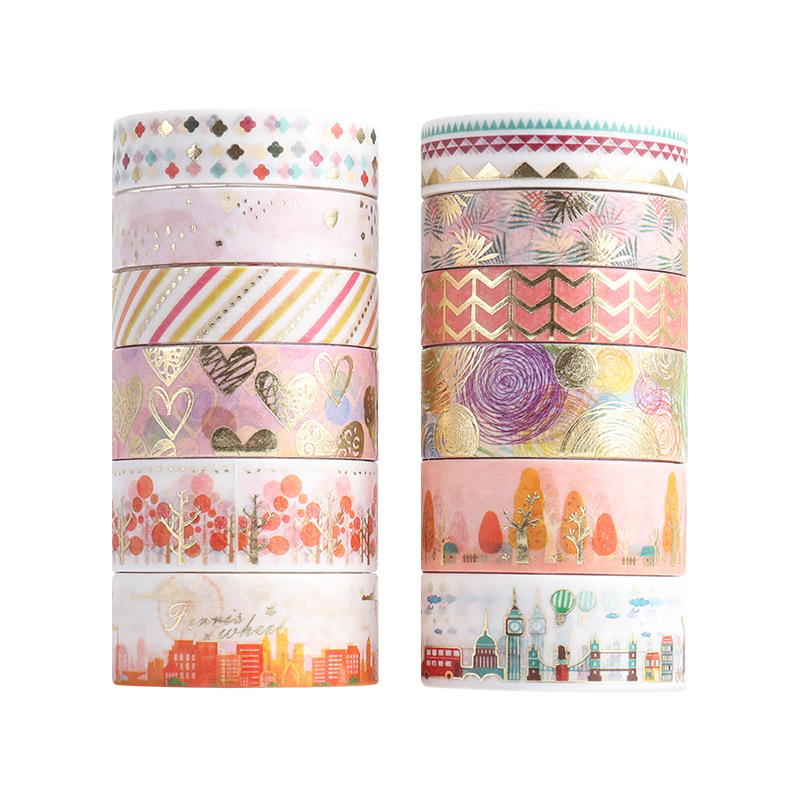 Yida culture cross-border flower series bronzing and paper tape 2M 15mm and paper hand account sticker tape wholesale