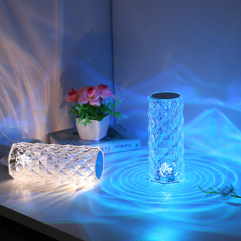 Cross-border Rose Audio Touch Table Lamp Crystal Atmosphere Lamp Modern Simple Bedside Flower-shaped Pat Night Light