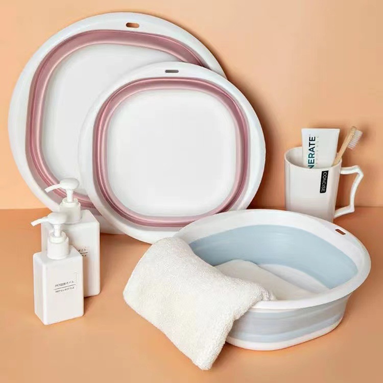 Portable Silicone Foldable Washbasin Vegetable Washing Basin Student Dormitory Plastic Foot Washing Basin Multi-purpose Basin