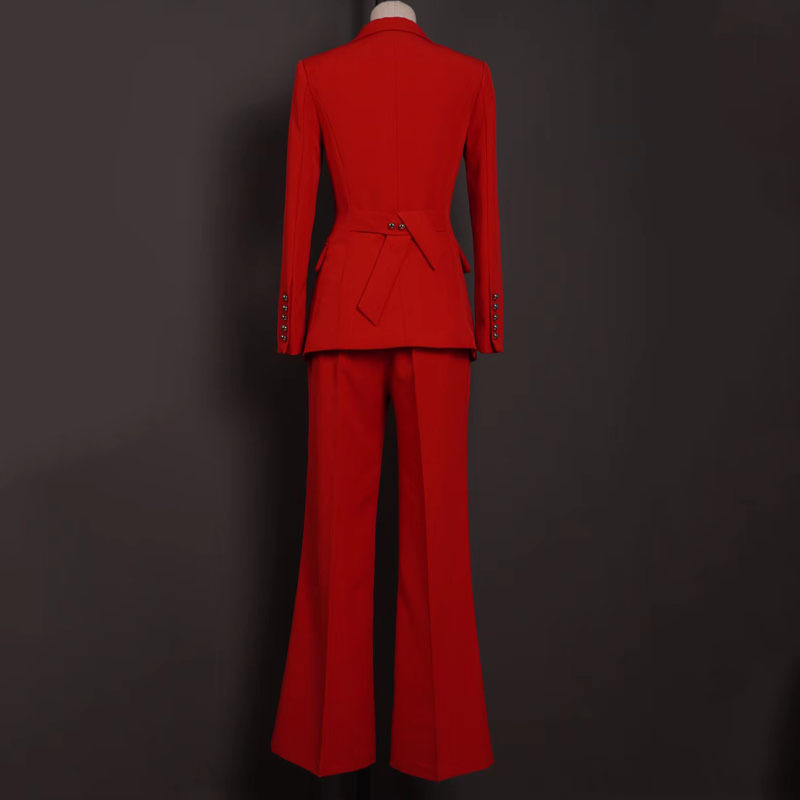 Star Fashion Temperament Festive Red Professional Suit suit Goddess Fan Host President Suit Work Clothes