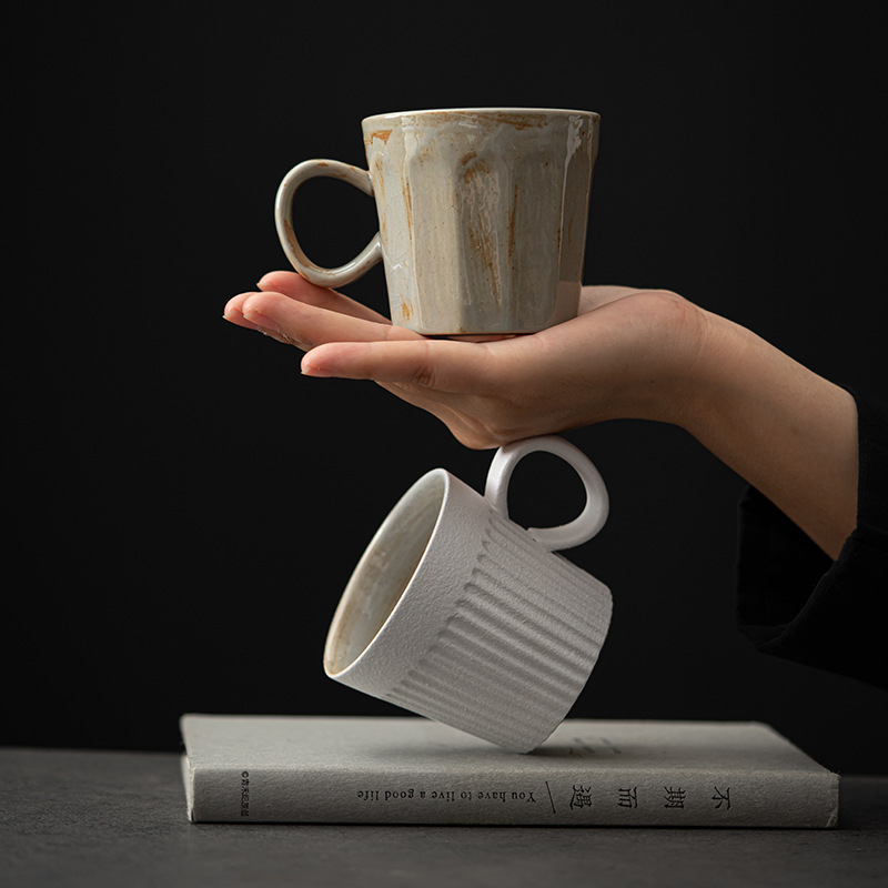 Retro stoneware coffee cup Japanese-style simple ceramic kiln water Cup home office mug tea cup