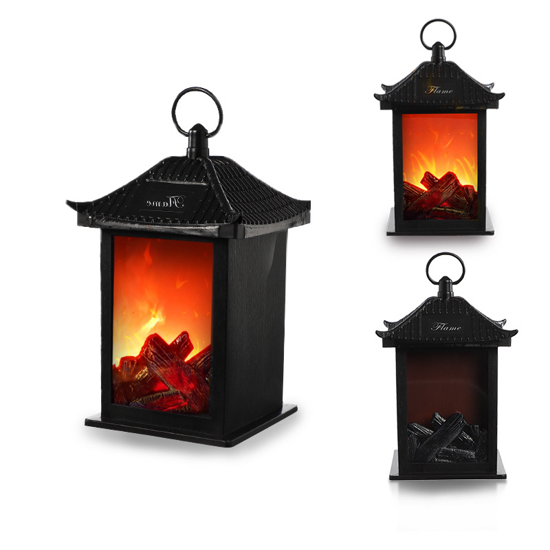 European-style retro large and small fireplace wind lamp Amazon cross-border new indoor display lamp festive atmosphere portable lamp