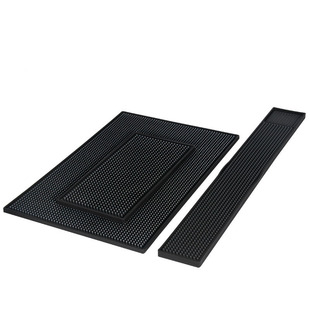 PVC Soft Rubber Bar Mat Coaster Rectangular Thickened Rubber Bar Mat Black Non-Slip Waterproof KTV Drain Mat