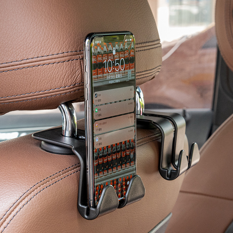 Car multi-function mobile phone bracket hook car creative rear headrest hook car lock type mobile phone bracket