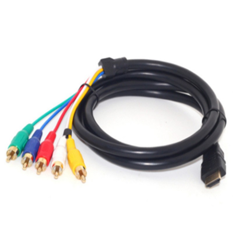 HDMI to 5RCA line audio and video line braided AV color difference conversion line 1.5m TV HD copper line factory outlet