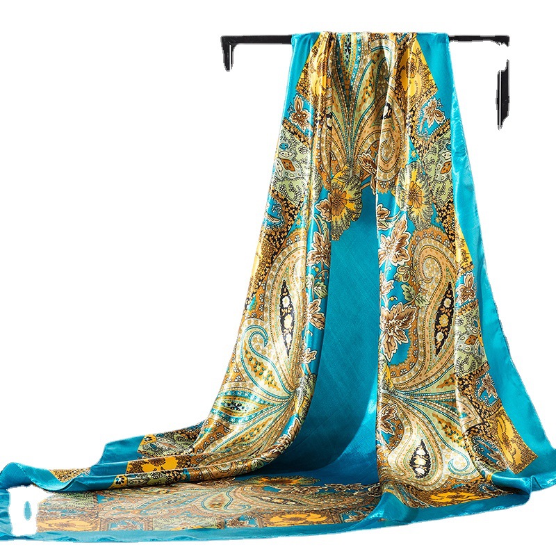 2023 Satin Korean Small Silk Scarf Women's All-match Large Silk Square Square Spring and Autumn Square Thin Scarf