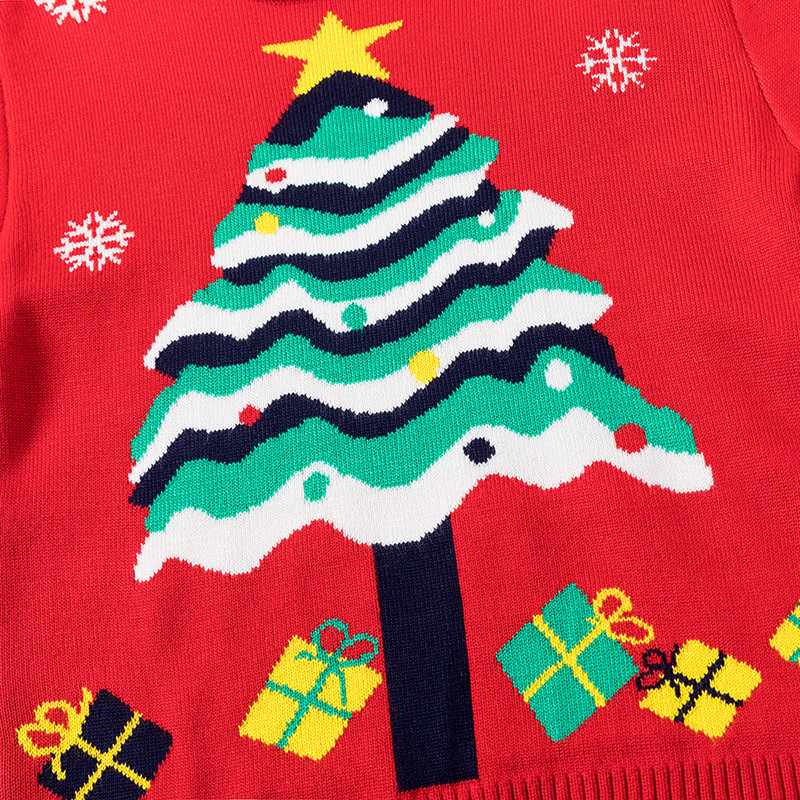 Factory Direct Sales new autumn and winter European and American children's Christmas tree red sweater pullover girls' baby bottoming sweater