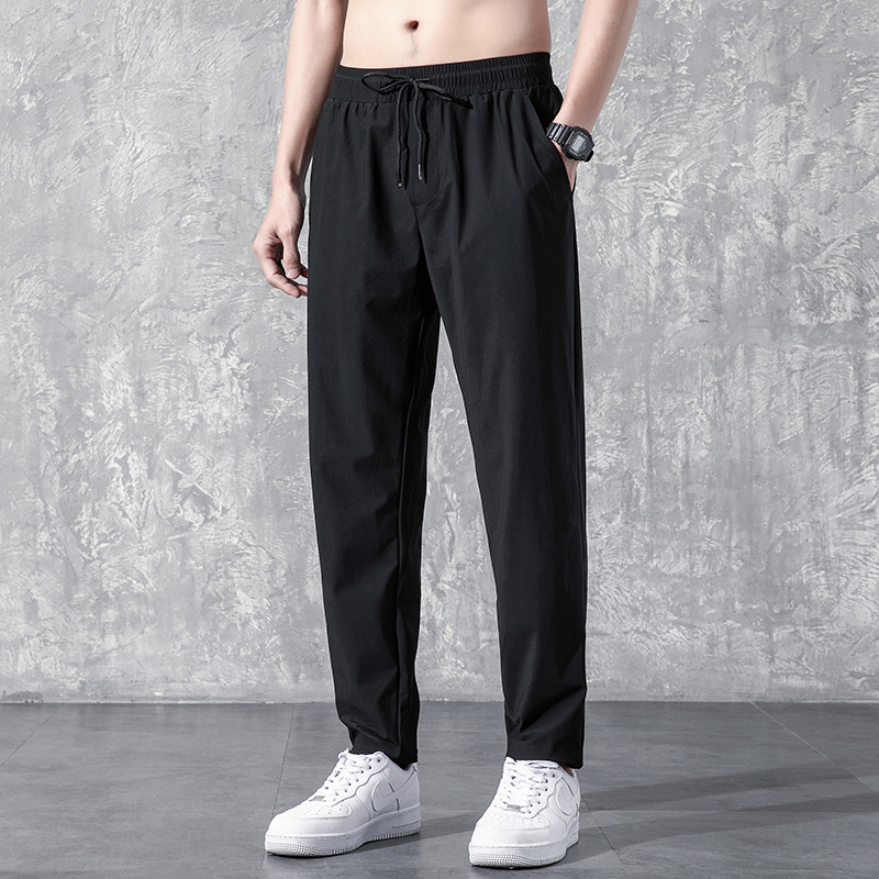 Straight Leg Pants Men's Spring and Summer New Korean Fashionable Summer Thin Large Size Casual Trousers Loose Ice Silk Sports Pants