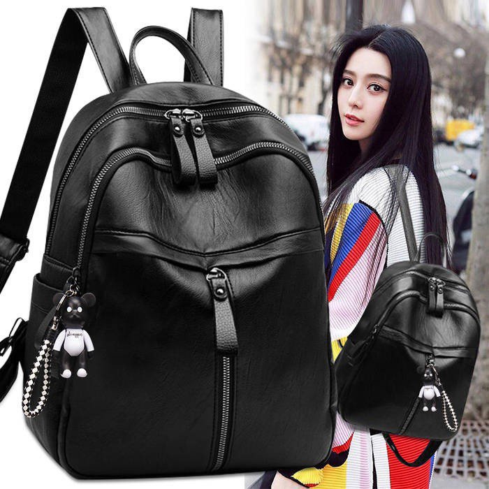 Backpack ins style female niche bag new style female Korean style simple texture large capacity PU backpack one piece drop shipping