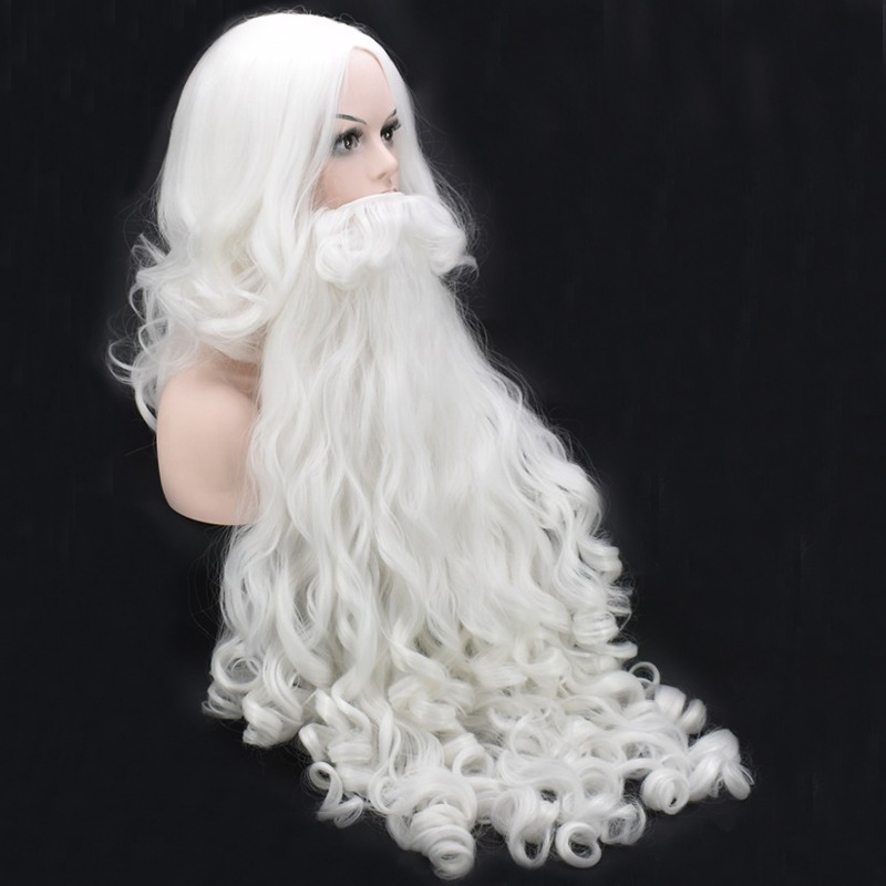 Santa Claus beard white full set beard and wig Christmas hot sale wig one-piece delivery in stock