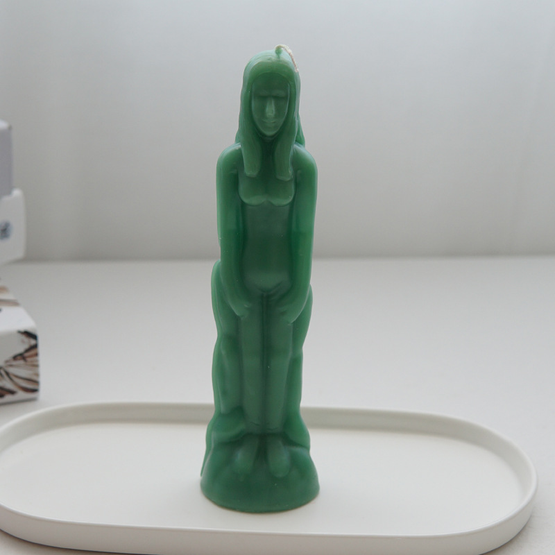 Paraffin Green woman candle
