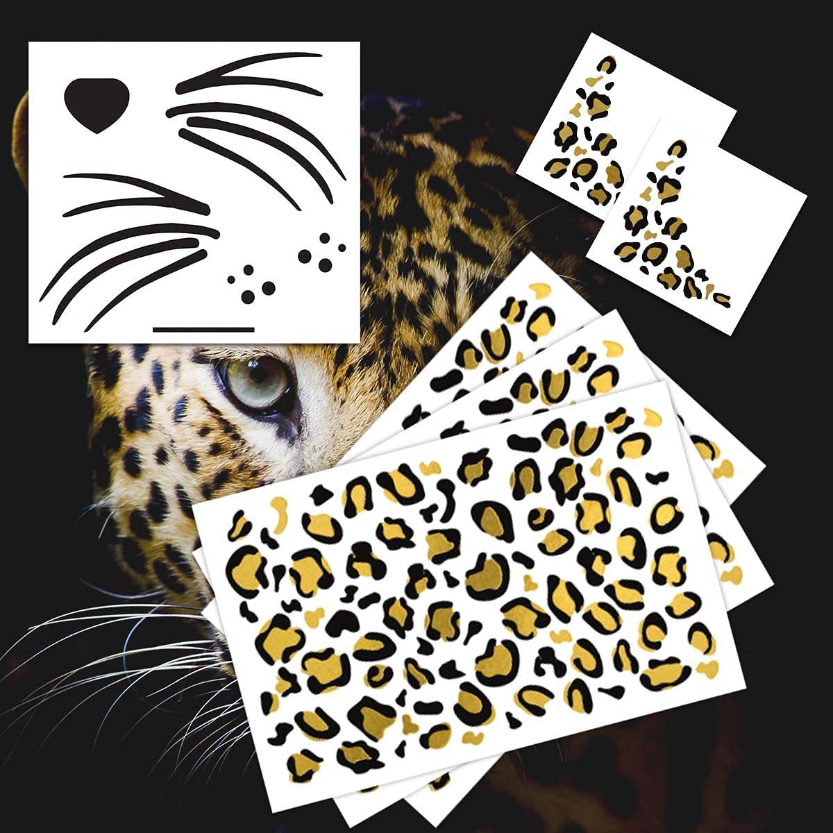 Cross-border source gold bronzing leopard print temporary tattoo stickers women's Halloween party face tattoo stickers