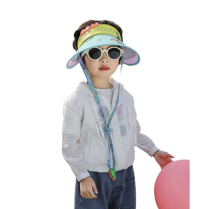 Anji Baby Children's Hat Sunshade Hat Anti-ultraviolet Cartoon Big Brim Empty Top Hat Sunscreen Hat for Boys and Girls