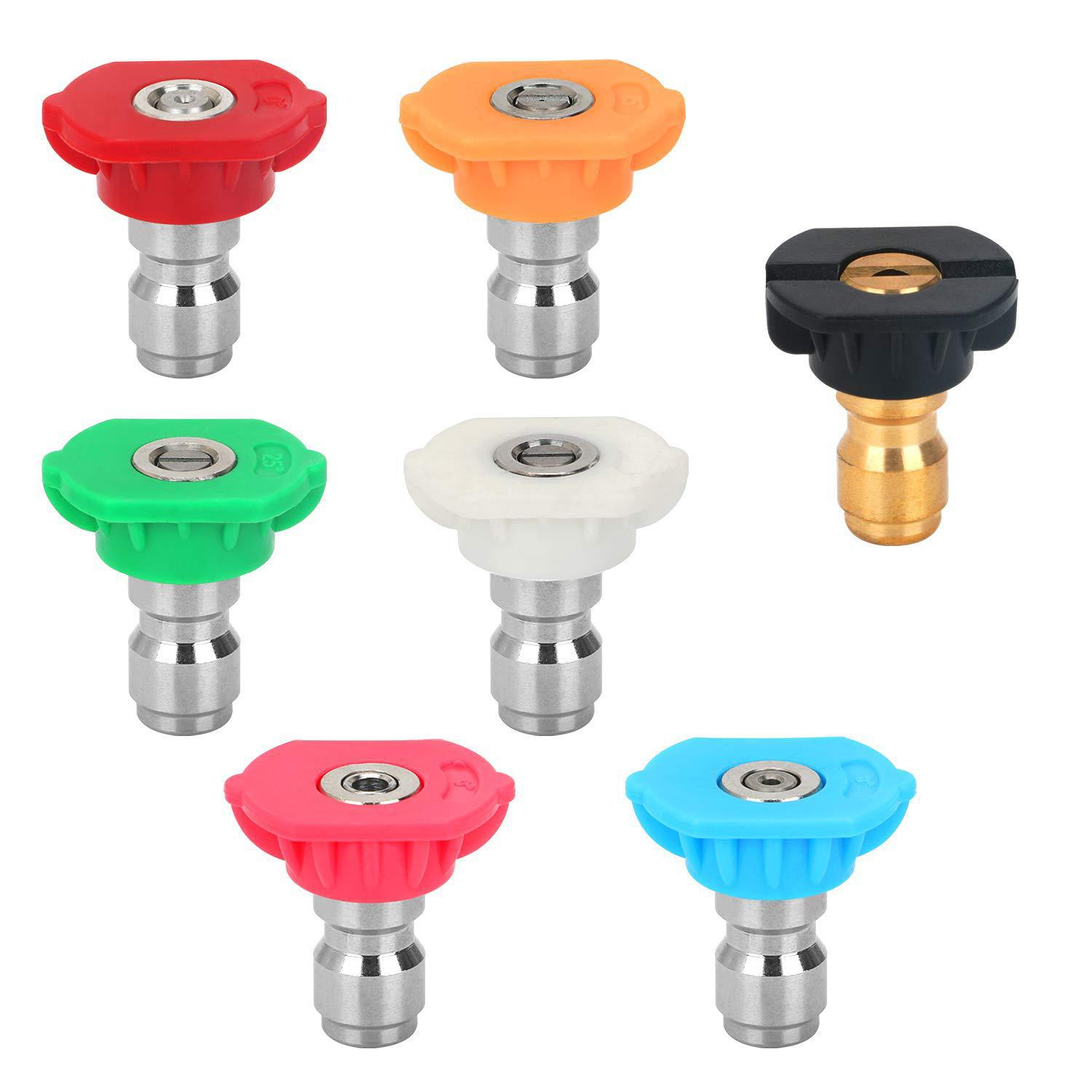 Stainless steel G1/4 quick connection high pressure cleaner car wash water gun colorful nozzle seven nozzle accessories fan straight line