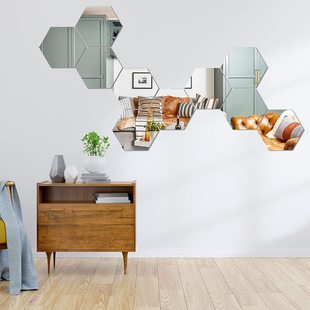 Factory Acrylic Mirror Stereo Wall Stickers Decorative Mirror Stickers Hexagonal Corner