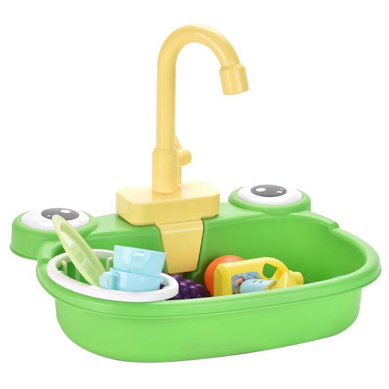 Children's Frog Dishwasher Mavericks Vegetable Washing Basin Electric Circulation Water Washing Table Play House Interactive Toys