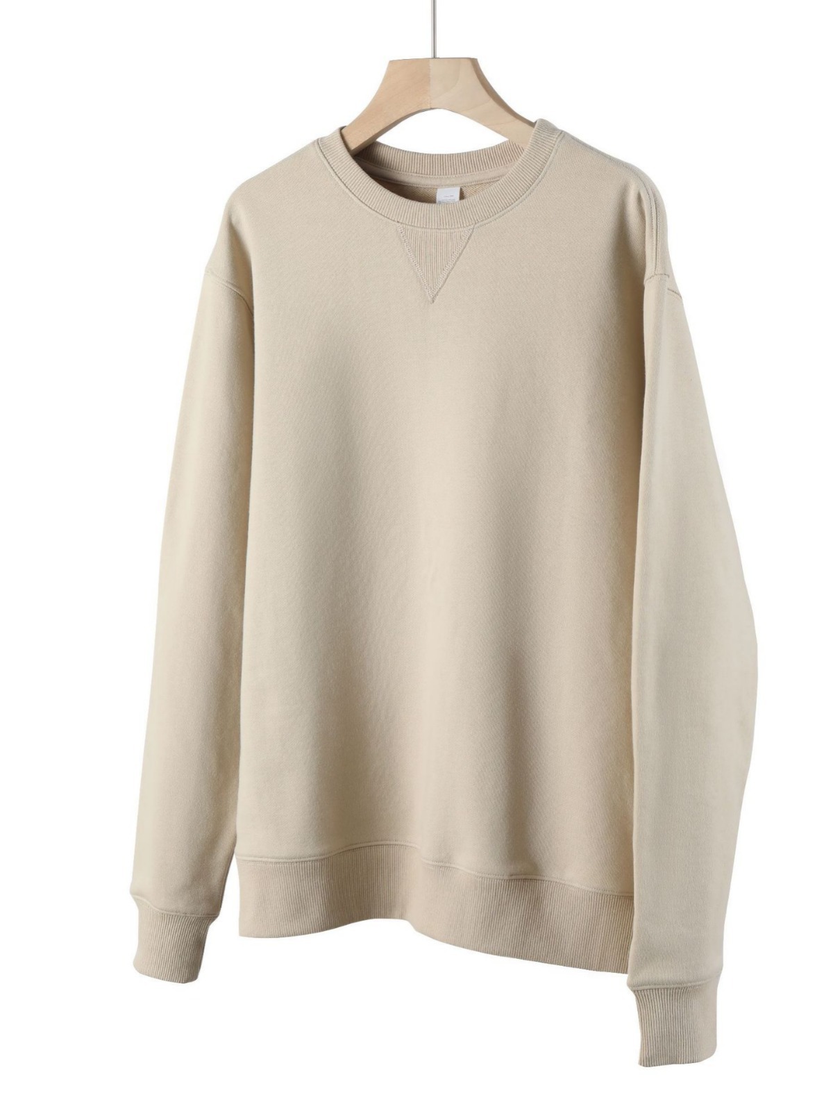380g thick heavy combed cotton round neck sweater Terry pullover long sleeve inverted triangle casual top in stock