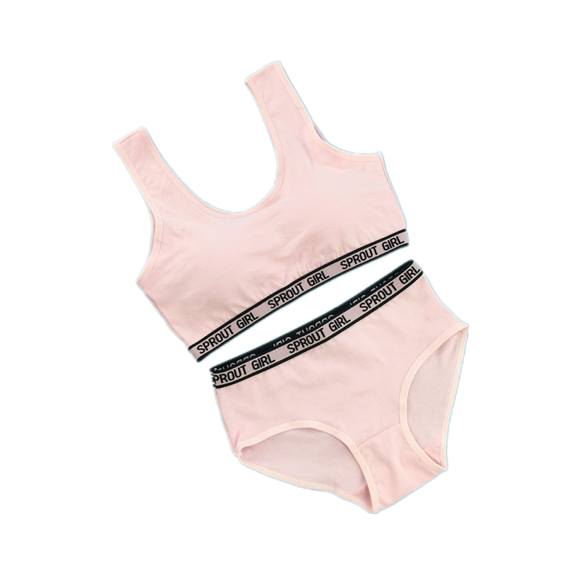 Fashion Letters Girls' Developmental Underwear Set Junior High School and Primary School Girls Sponge Pad Small Vest Underwear