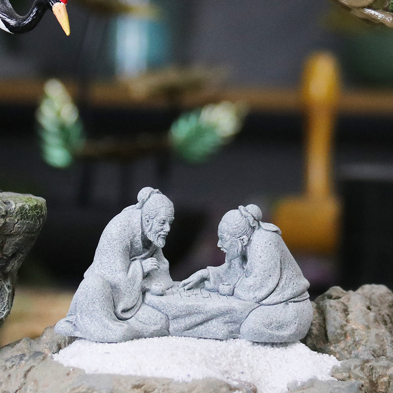 園芸装飾将棋の老人が家の盆栽の石のテーブルを飾ってゲームの装飾の部品の家庭の客間の禅の意を飾っています。|undefined