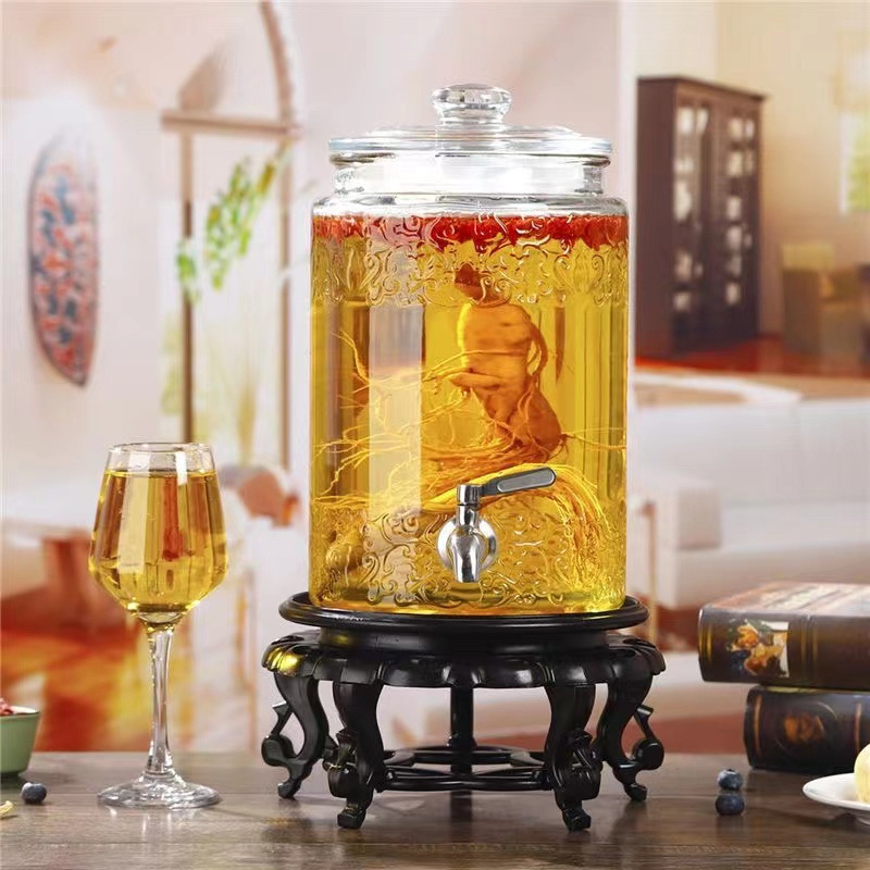 Бутылка вина стеклянная бутылка пустая бутылка популярная винная банка утолщенная винная емкость с краном винная банка