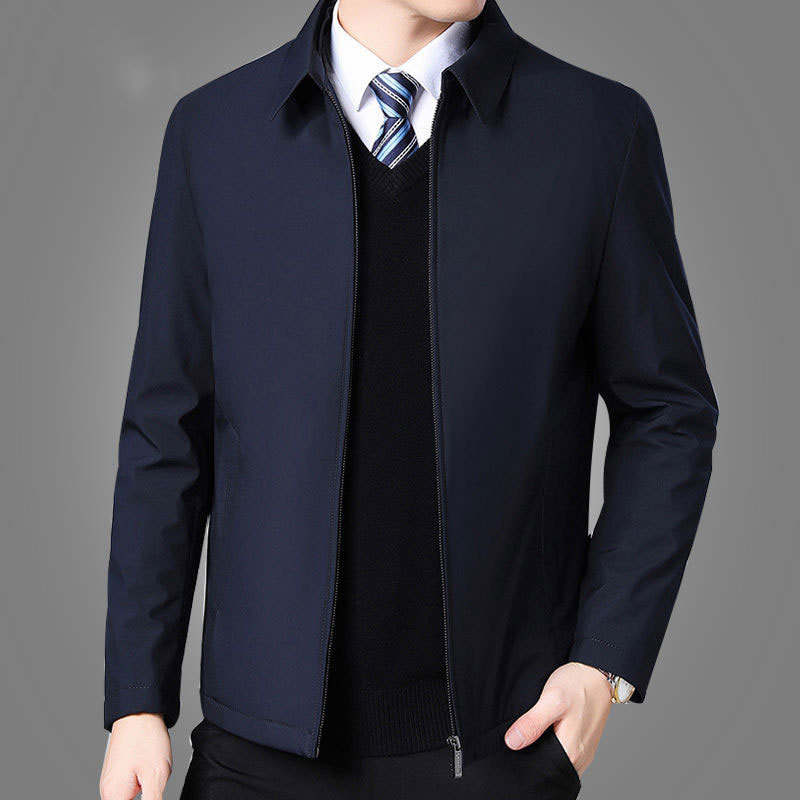 Middle-aged Jacket Men's Loose Coat Spring and Autumn Casual Top Large Size Dad's Business Men's Coat