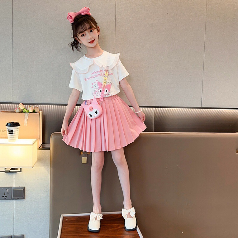 Girls' Summer suit 2024 New Children's Cute Fox Print Casual Children's Fashion Brand Girls' Two-piece Set