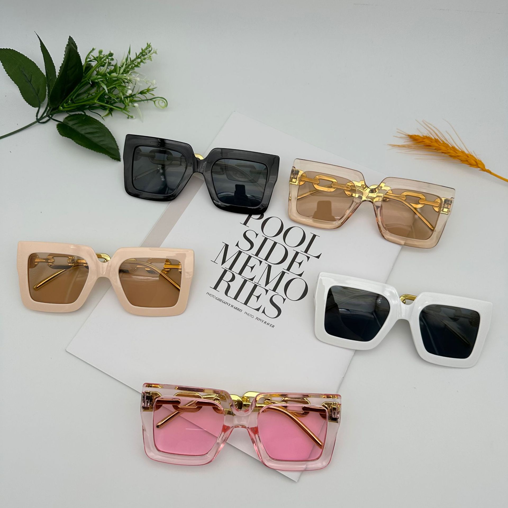 New vintage black ladies sunglasses resin high sense Y2K European and American sunshade sunglasses trendy sunscreen glasses