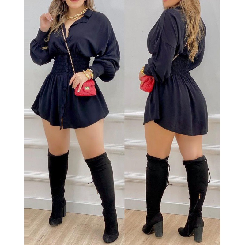 Spring New Women's Fashion Shirt Elegant Commuter Printed Waist Pleated Long-sleeved Shirt for Women